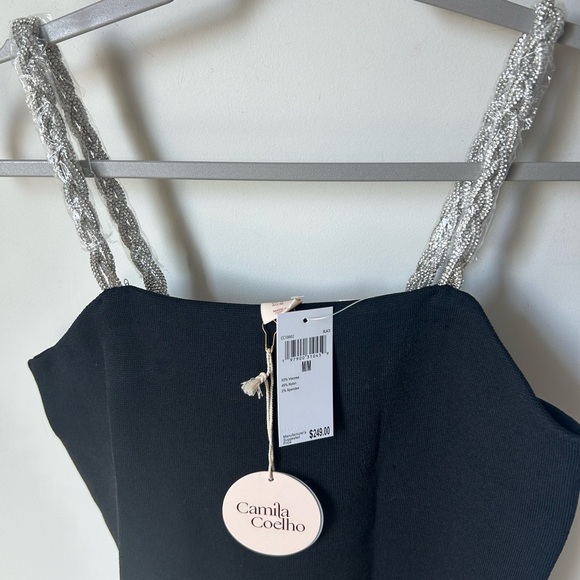 Camila Coelho Black silver braided rhinestone straps Bodycon Mini Dress - Picture 4 of 7